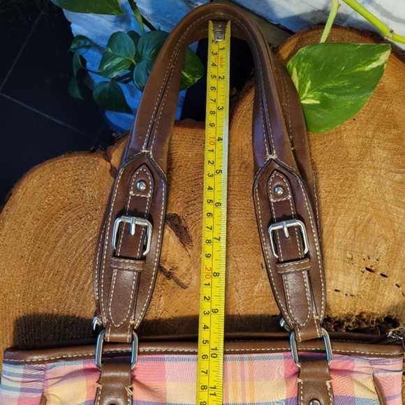 Chaps Bright Bay Pink Plaid Handbag - Picture 15 of 15